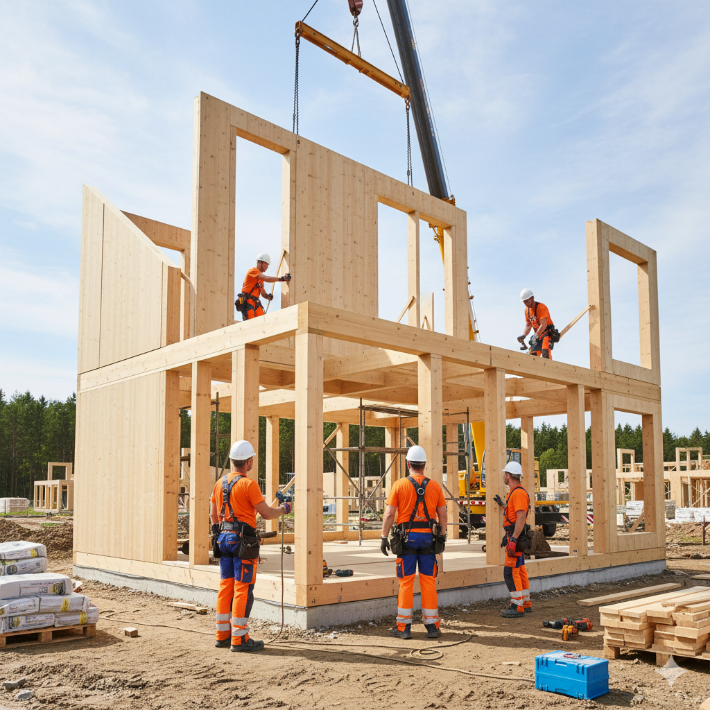 Hsb montage prefab houtskeletbouw clt bedrijf